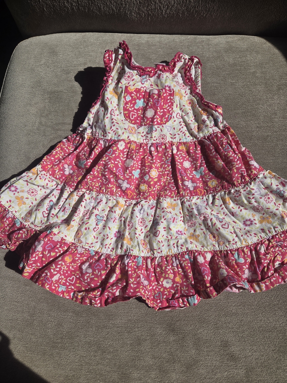 Girls' Pink Floral Tiered Sundress